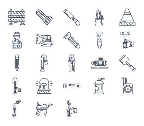 Premium Vector Construction And Engineering Tools Icon Set