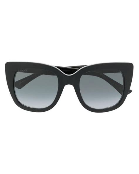 gucci gg logo square frame sunglasses in black lyst australia