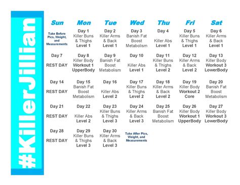 pdf Workout Calendar, Workout Schedule, Workout Plan, Rest Day Workouts