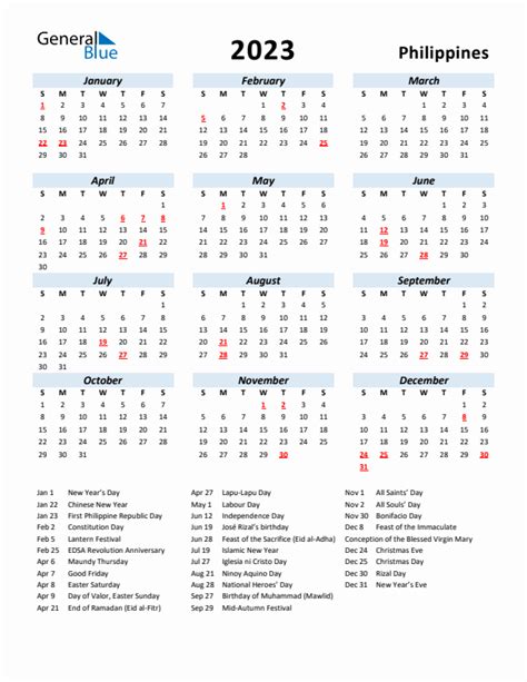 2023 Philippines Calendar With Holidays In 2023 Free Calendar