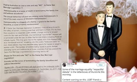 Anti Same Sex Marriage Letters Dropped In Sydney Mailboxes