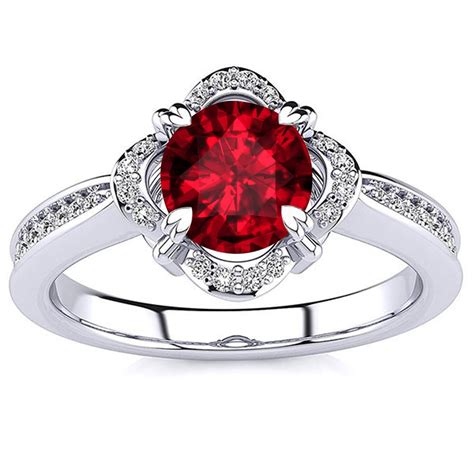 Red Garnet Ring Red Garnet Engagement Ring In 14k Gold Round Etsy