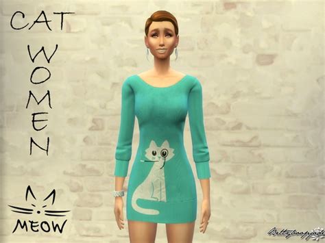 The Sims Resource Cat Women Blue Dress