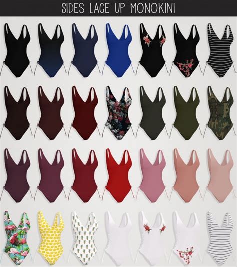 Sides Lace Up Monokini At Elliesimple Sims 4 Updates