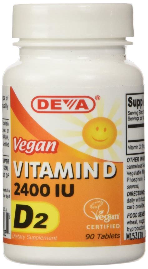 Supports bone health · daily value of vitamin d Deva Vegan Vitamins Vegan Vitamin D 2400 IU, 90-Count 90 ...