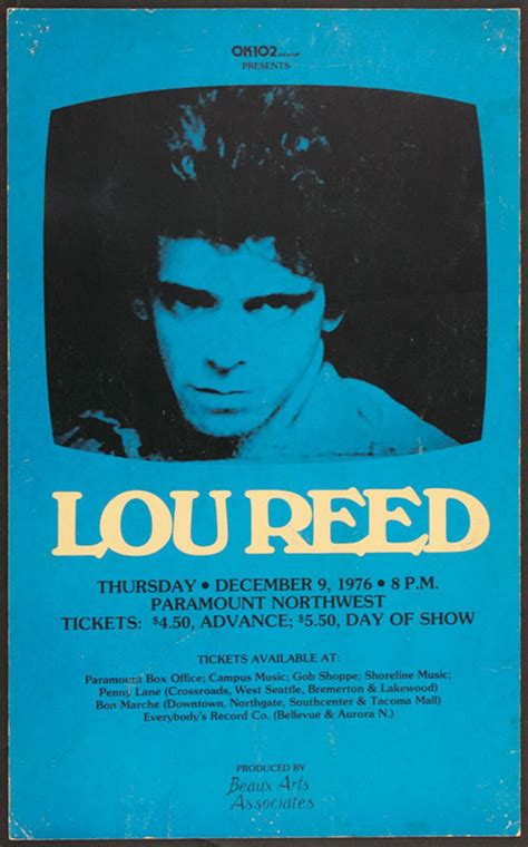Lot Detail Lou Reed Original Concert Poster Lou Reed Concert