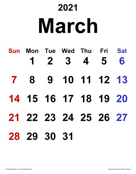 View 26 Free Printable March 2021 Calendar With Holidays Autodashquote