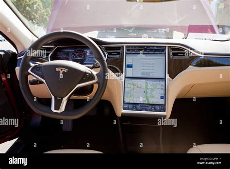 Tesla Model S Electric Car Interior Stock Photo Alamy