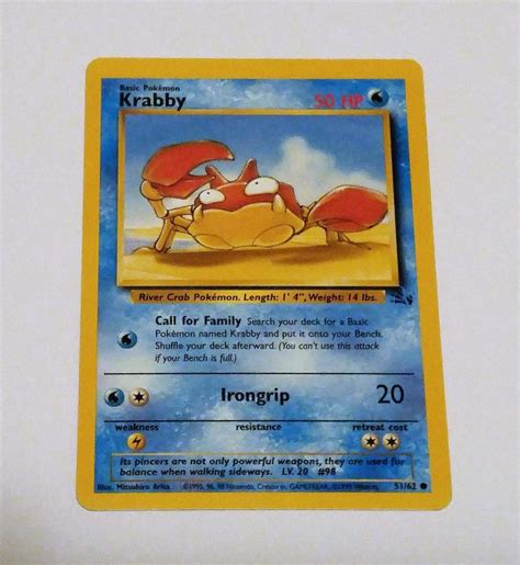 Pokemon Card Krabby Fossil Set Error Misprint 5162 Rare Great Shape Ebay