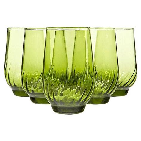 1960s Green Juice Glasses Set Of 6 Chairish