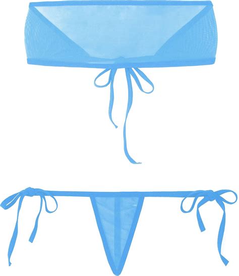 YiZYiF Damen Mesh Micro Bikini Set Mini BH Trägerlos Bustier mit