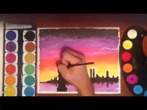 cómo pintar un PAISAJE new york CON ACUARELAS muy facil ...