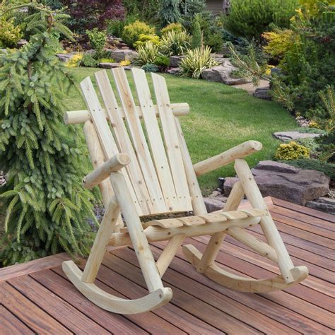 Outsunny Outdoor Adirondack Rocking Chair Fir Wood Log Slatted Design