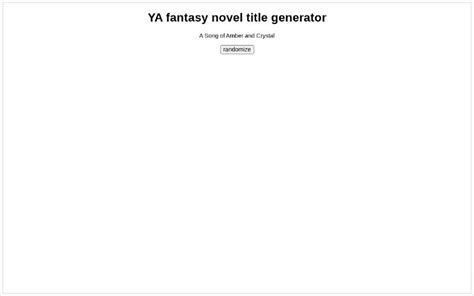 Ya Fantasy Novel Title Generator