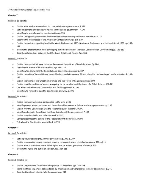 Learn vocabulary, terms and more with flashcards, games and other study tools. 7th Grade Study Guide for Social Studies Final Chapter 7 Lesson 1