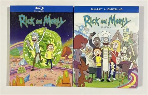 RICK AND MORTY Season 1 2 Blu Ray DVD W Slipcover Adult Swim Comedy