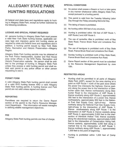 Allegany - Attention hunters: Here is a copy of the ASP...