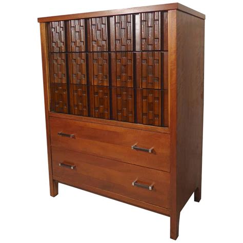 Mid Century Modern Tall Dresser With Sculpted Handles At 1stdibs
