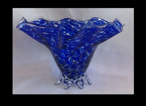 Cobalt Blue Art Glass Bowl Santa Barbara Art Glass