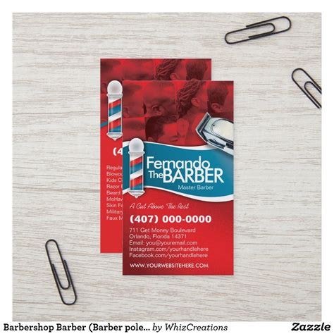 Barbershop Barber Barber Pole And Clippers Business Card Barber
