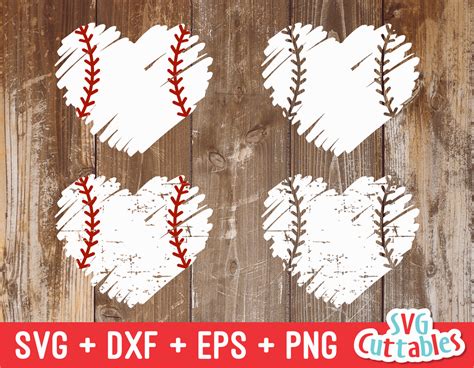 Baseball Softball Heart Brush Stroke Svgcuttablefiles