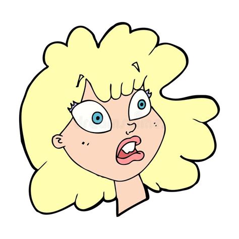 Cartoon Shocked Female Face Stock Vector Illustration Of Pretty
