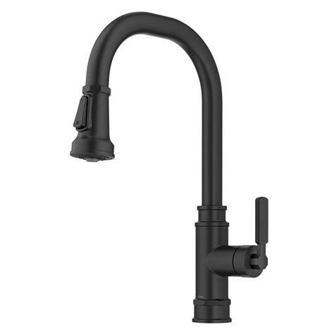 Kraus Allyn Transitional Industrial Pull Down Single Handle Kitchen Faucet In Matte Black Kpf
