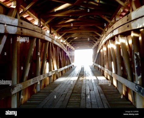 Inside Covered Bridge Stock Photo Alamy