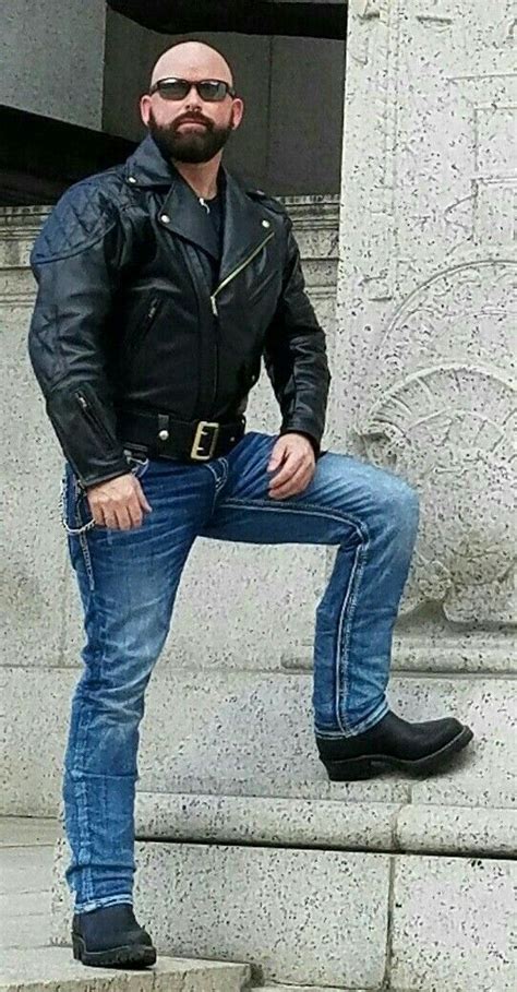 Pin By Charles Walker On Bald And Bearded Leather Jacket Men Mens