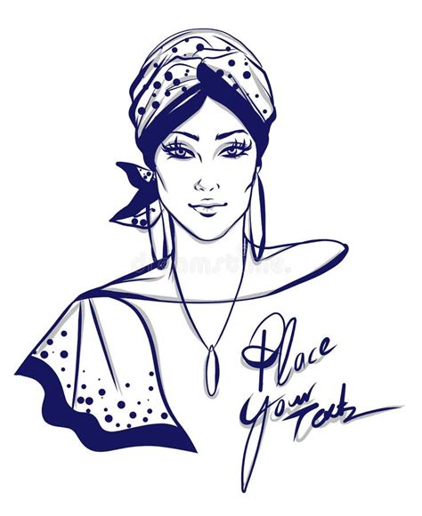 Stylish Woman With Turban Illustration Stock Vector Illustration Of