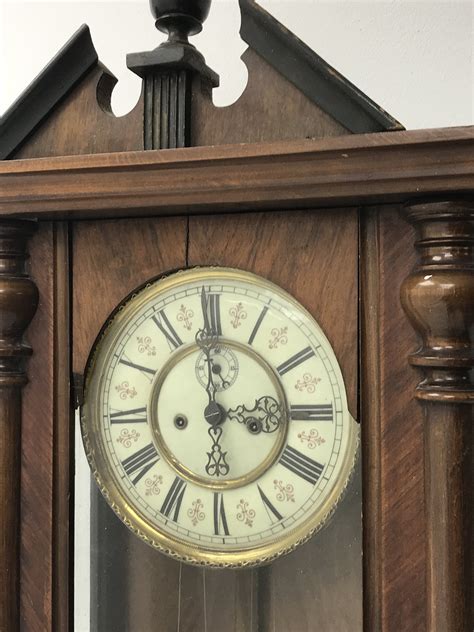 Late 19th Century Vienna Type Wall Clock Walnut And Beech Cased Eight Day Movement Striking