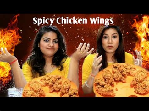 Girls Chicken Wings Eating Challenge Spicy Chicken Strips Eating