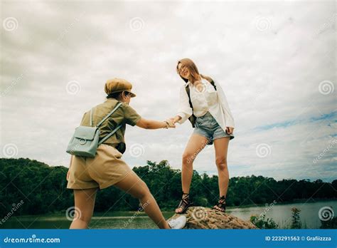 Team Work, Life Goals and Self Improvement Concept. Woman Helping Her