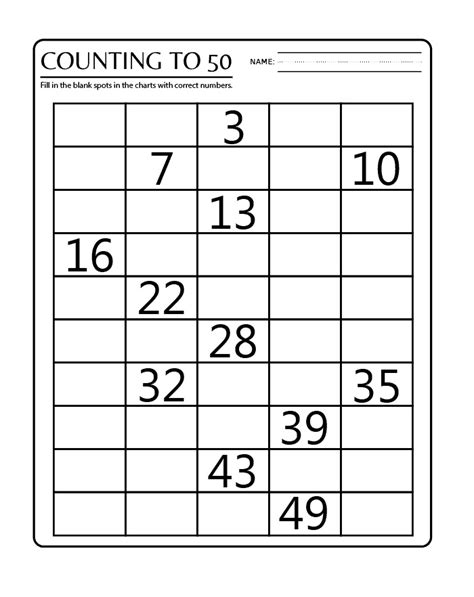 7 Best Images Of Number Sheets 1 To 50 Printable Printable Number 1 1