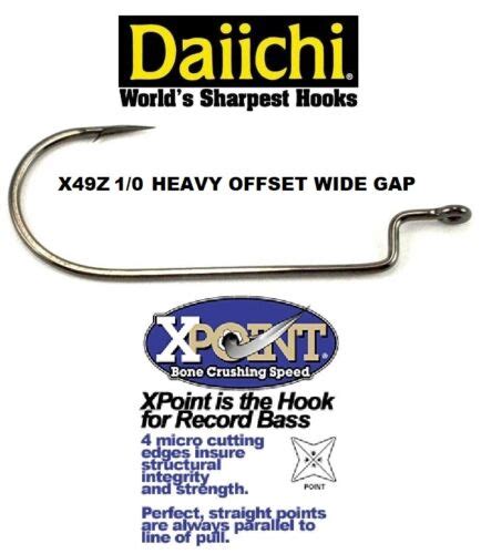 Daiichi X Point Bass Fishing Hooks X Z Offset Heavy Wire Wide Gap Size