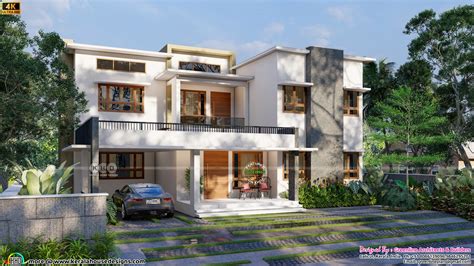 4 Bhk Modern House Architecture Rendering Kerala Home Design And