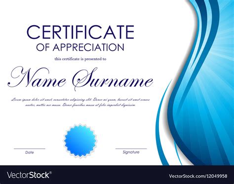 Certificate Appreciation Template Royalty Free Vector Image