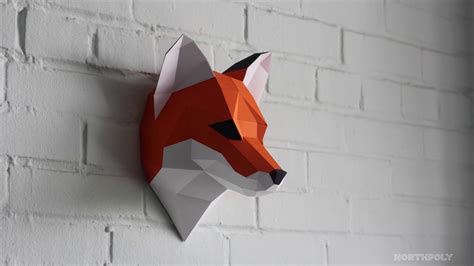 Papercraft Fox Head Papercraft Fox Printable Diy Template Pdf Dog 3