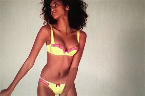 Victoria S Secret Babe Imaan Hammam Rocks Sexy Yellow Underwear For Nye