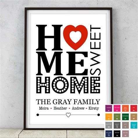 Personalised Home Sweet Home Word Art Print House Warming Picture