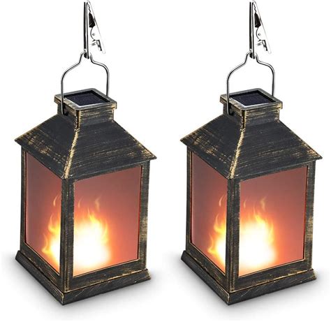 10″ Vintage Style Solar Powered Lantern Fame Effectmetallic Coating