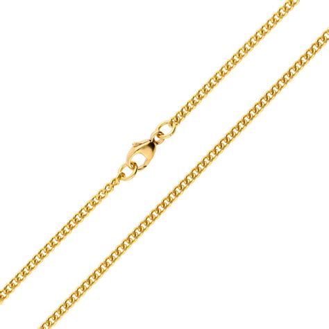 18ct Yellow Gold 211mm Filed Curb Chain Necklace Buy Online Free