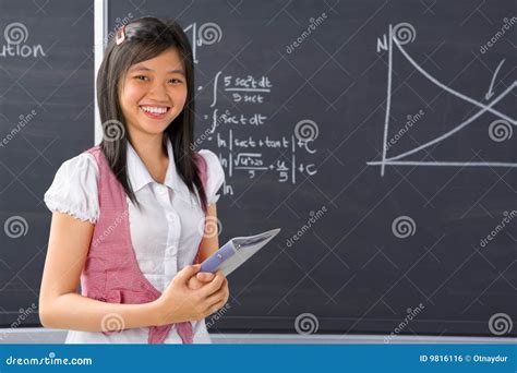 Student Pose In Front Of Blackboard Royalty Free Stock Image Image