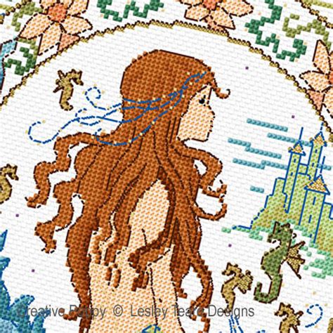 45.36 cm x 45.36 cm (17 7/8 x 17 7/8 in) colors: Lesley Teare Designs - Fantasy Mermaid (cross stitch pattern)