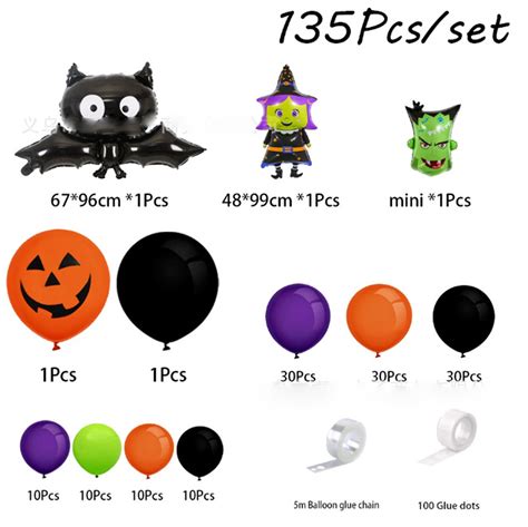 135pcs Halloween Balloons Arch Kit Black Orange Latex Aluminum Etsy
