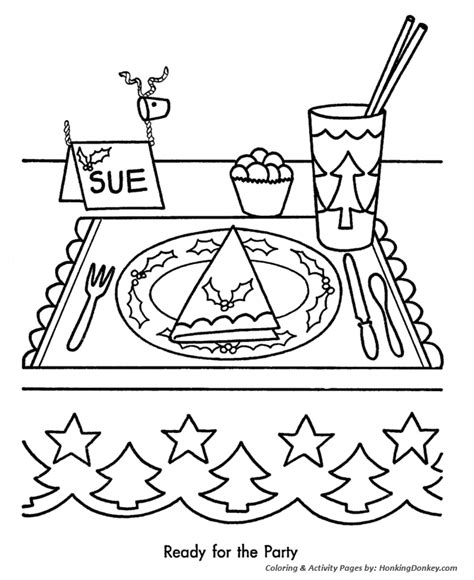 Christmas Party Coloring Pages Christmas Party Place Setting Coloring