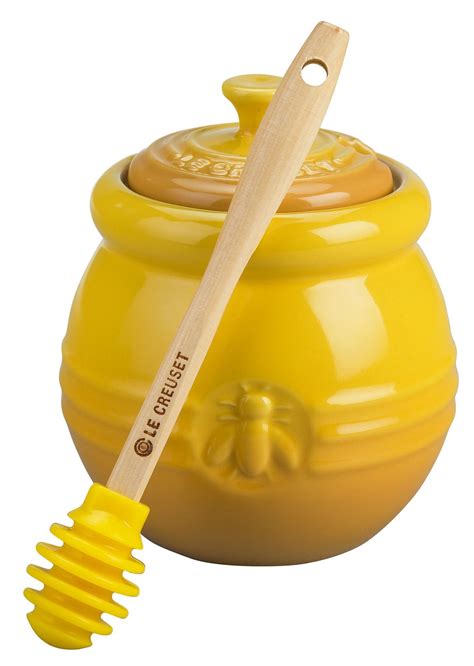 Le Creuset Stoneware Honey Pot With Silicon Honey Dipper Honey Pot Honey Cleaning
