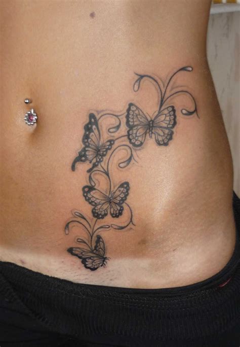 Butterfly Lower Side Stomach Tattoos For Females Scribb Love Tattoo