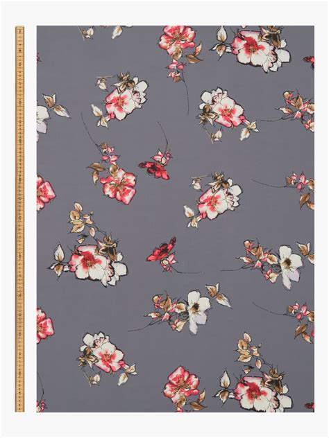 John Kaldor Large Floral Print Fabric, Mid Grey | Floral prints, Large floral print, Floral ...