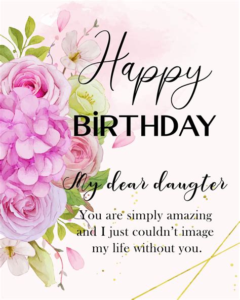 Free Happy Birthday Image For Daughter With Flowers